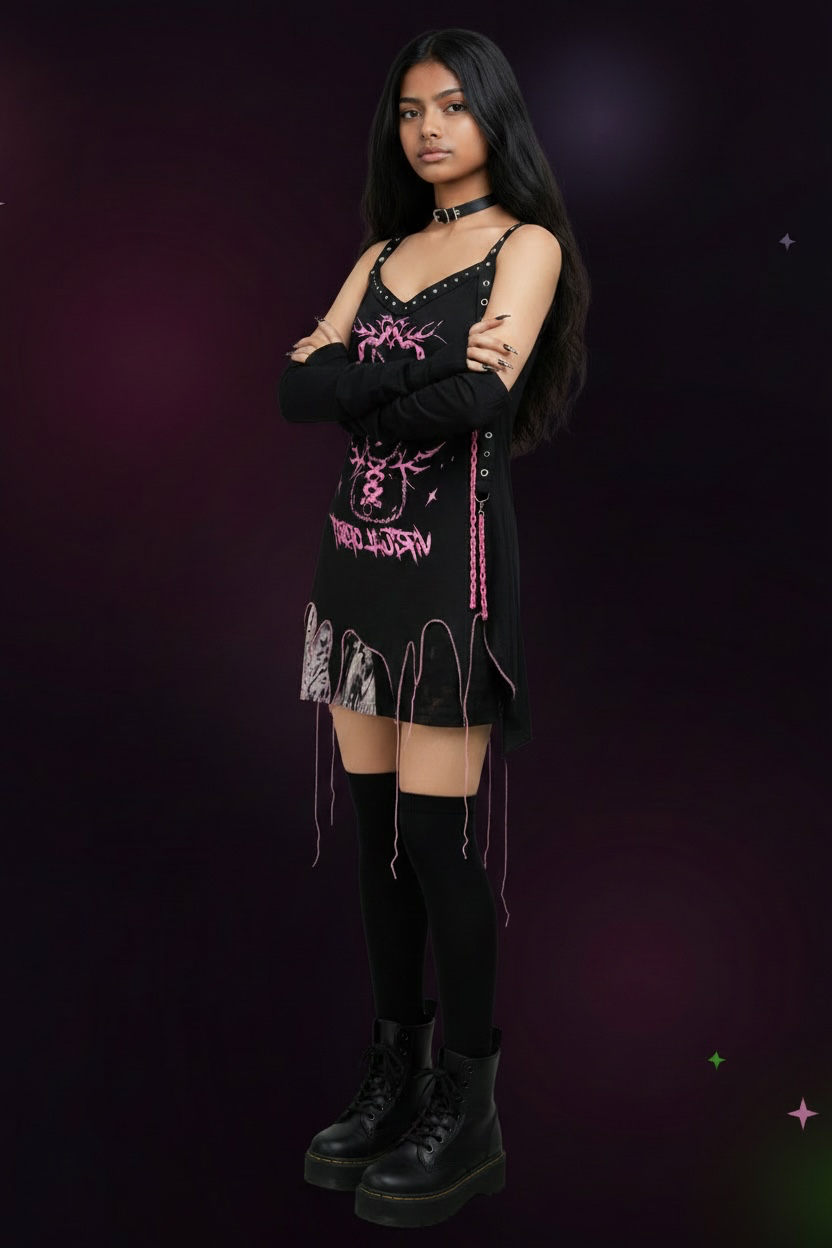 Grunge Pink Graphic Tee Dress