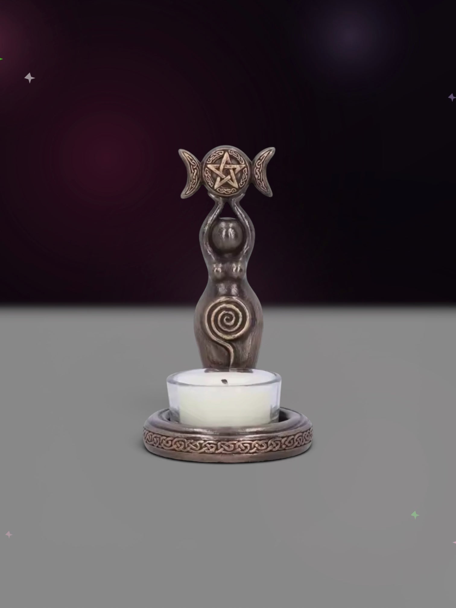 Bronze Goddess Triple Moon Tea Light Holder - Home Accents